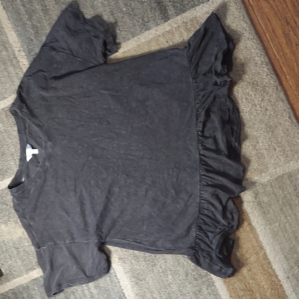 Time And Tru Black Ruffle Hem T-Shirt